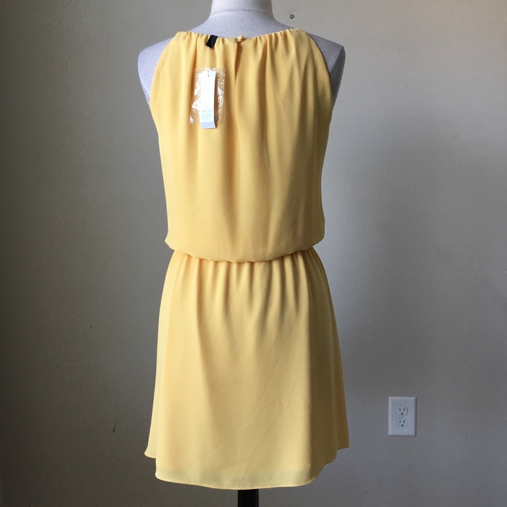 Sleeveless blouson tie waist yellow dress - Picture 3 of 5